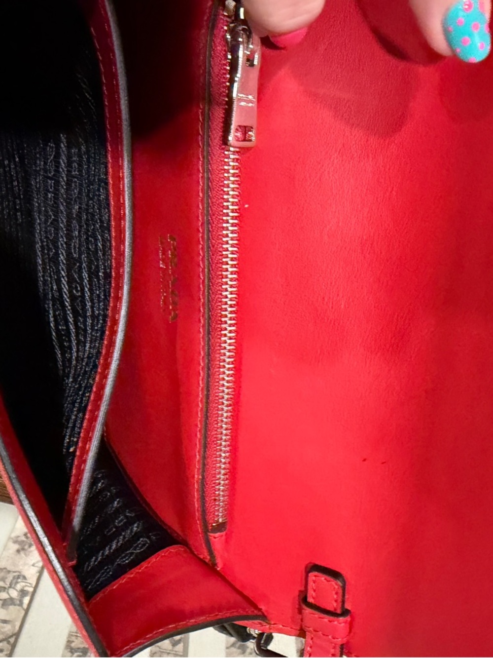 Prada Elektra Studded Red Leather Crossbody Bag with Removable Black Strap - Picture 9 of 10